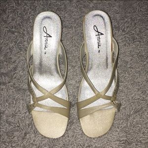 Gold and silver heels